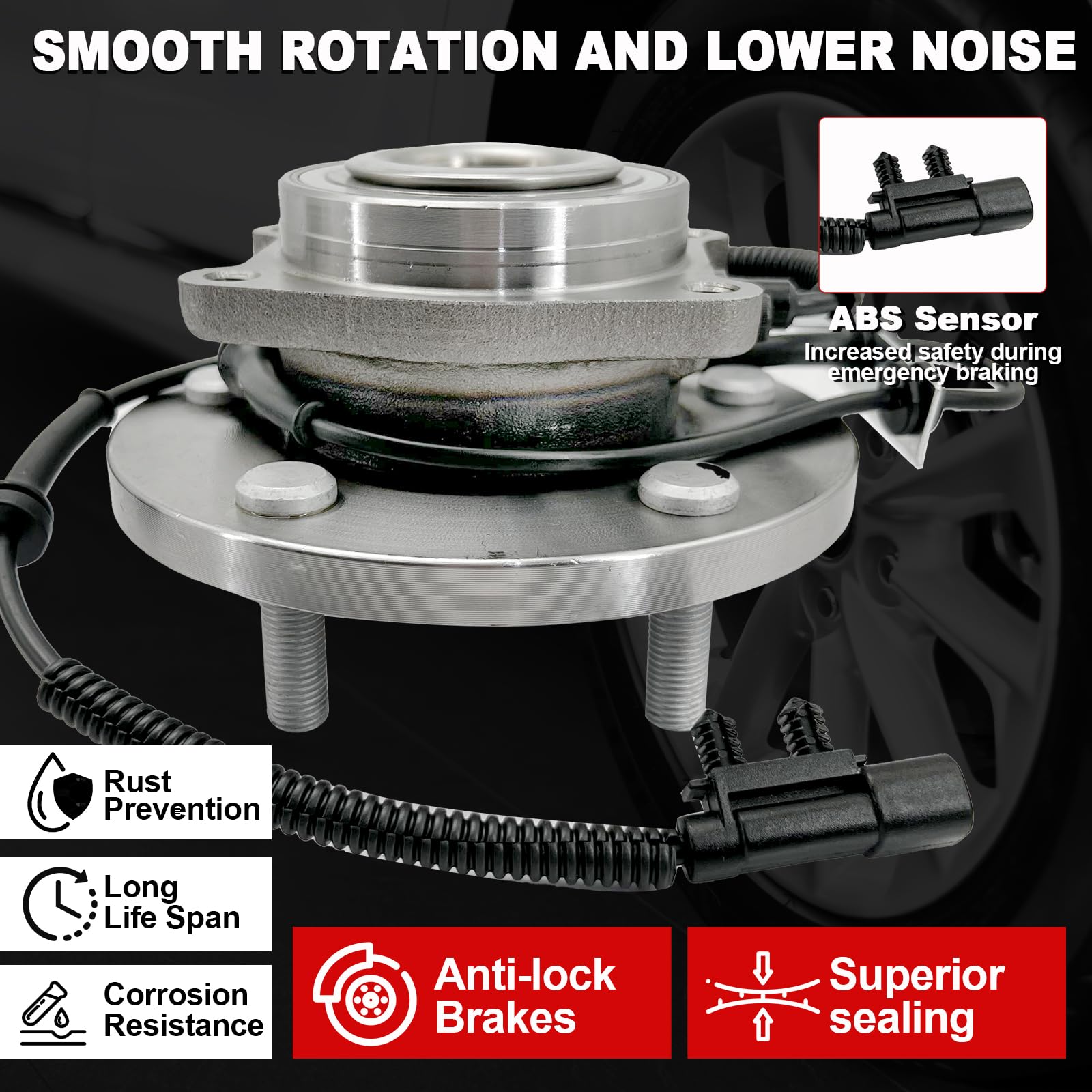 KNOLET ABS sensor detail that ensures accurate wheel-speed signals
