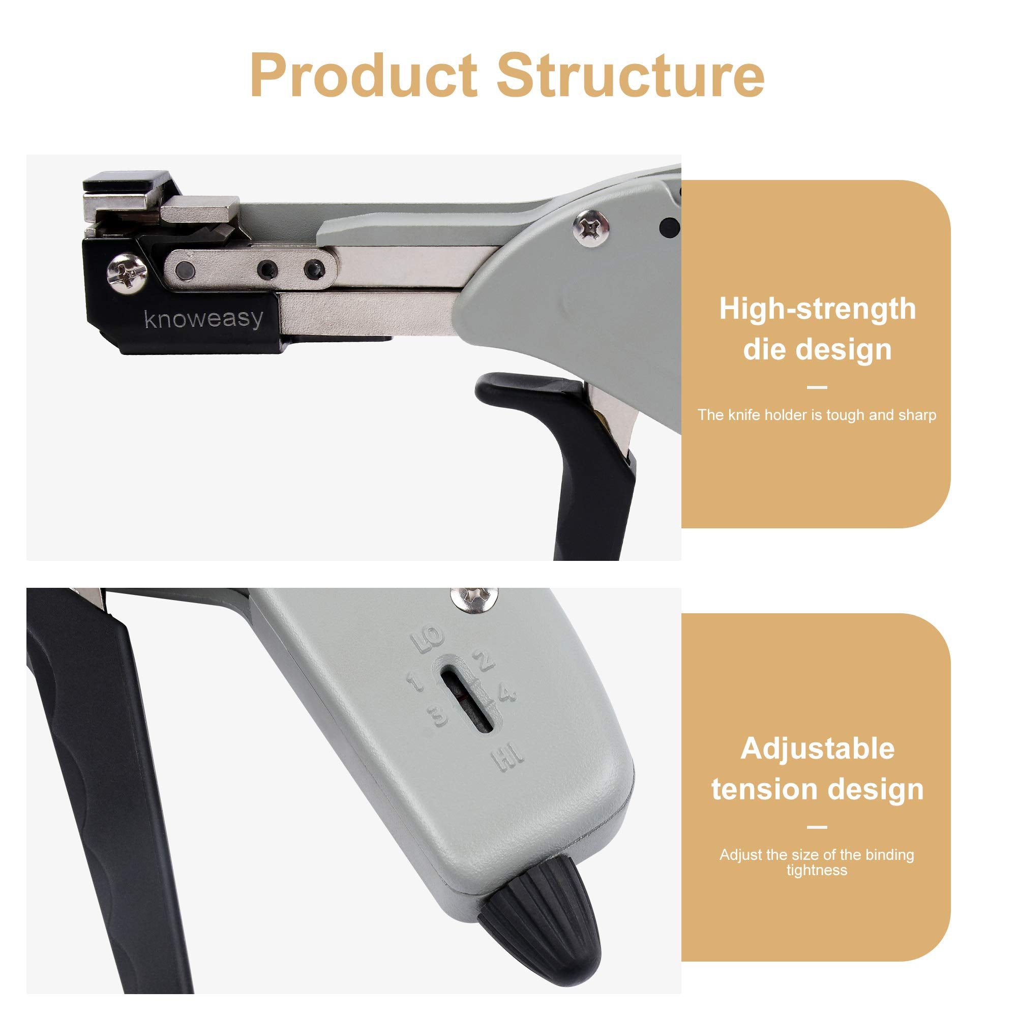 knoweasy 600n close-up of cutting head showing flush-cut mechanism for smooth edges