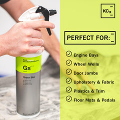 KOCHCHEMIE spraying car interior to lift grime and protect fabrics during detailing