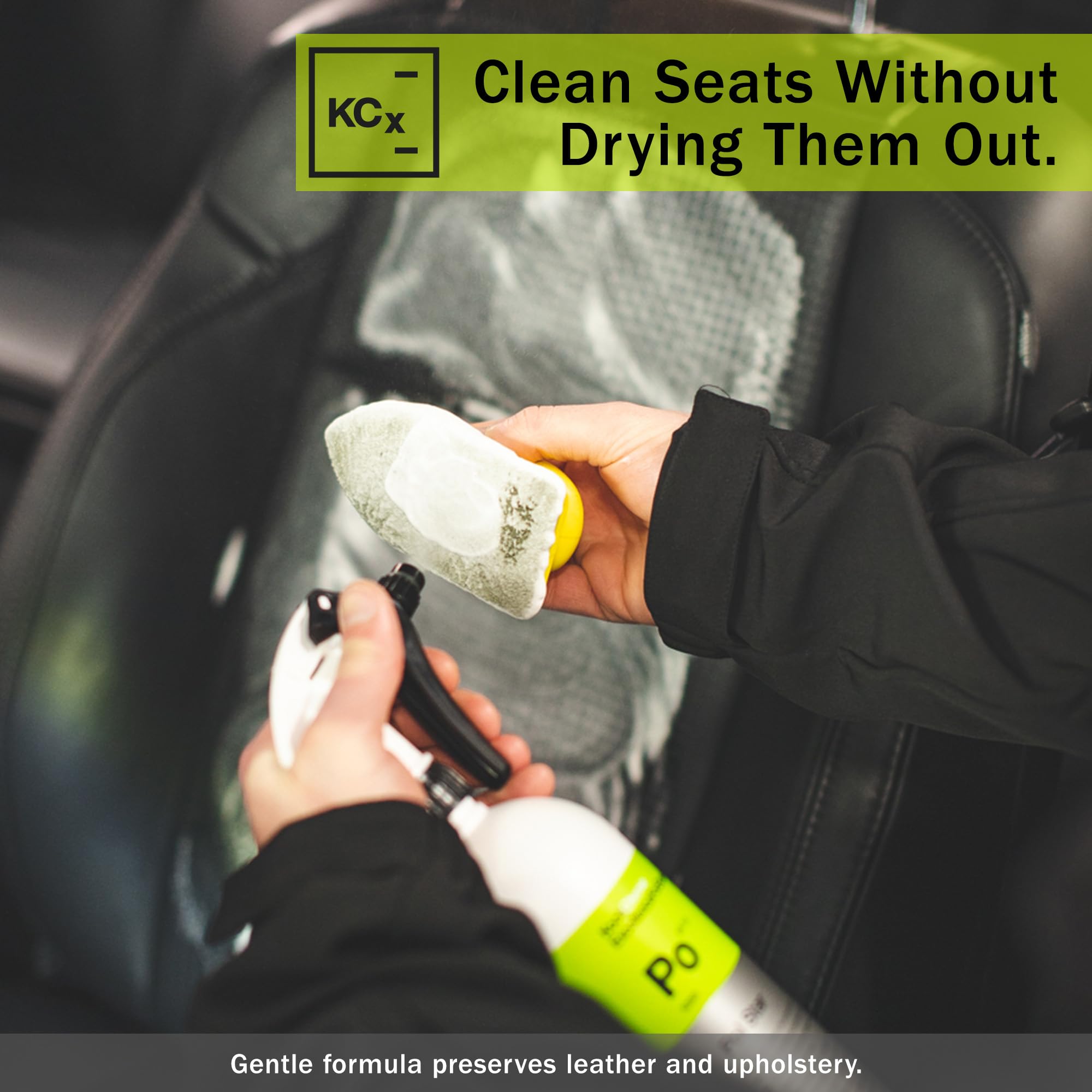 KOCHCHEMIE before and after seat split showing visible stain lift