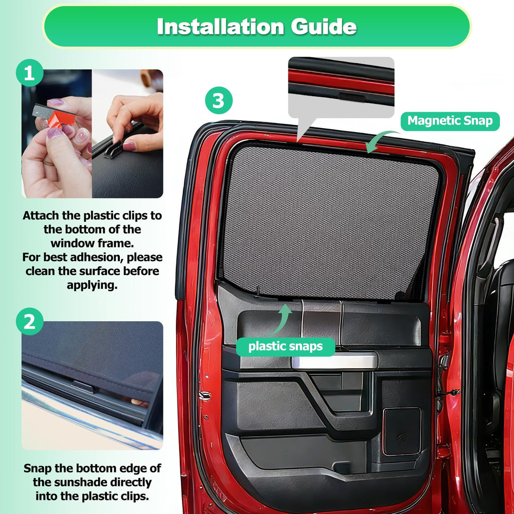KOCZIL shades fitted to an F-150 rear side window demonstrating exact fit