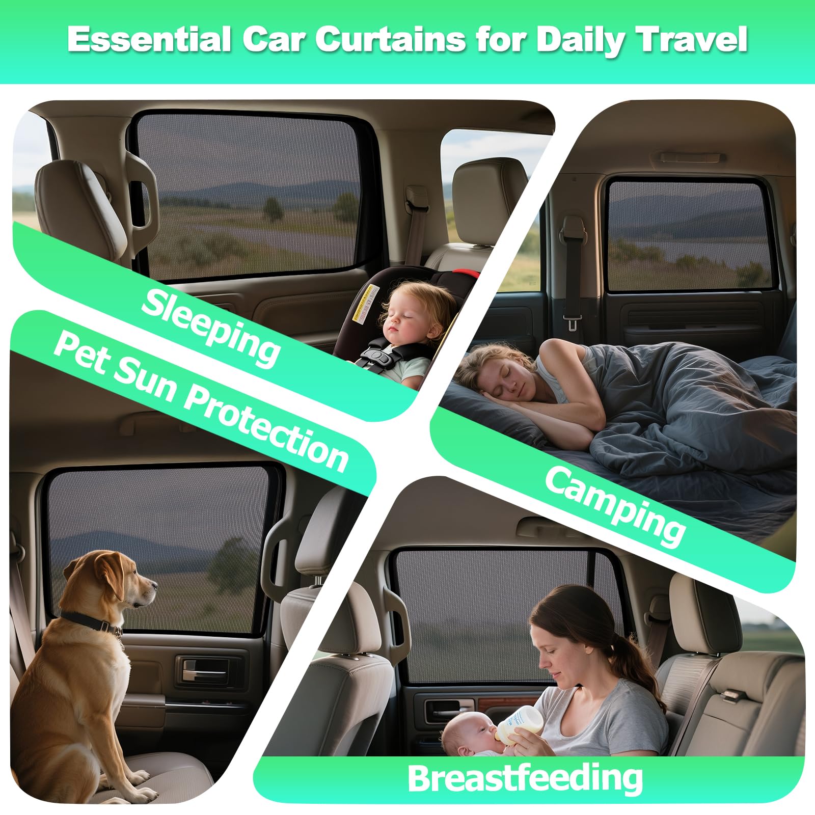 KOCZIL installed inside view showing darker, cooler backseat comfort