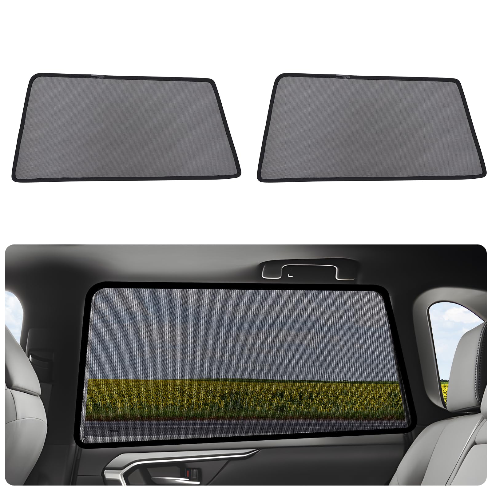 KOCZIL product unboxed with two rear shades and mounting accessories