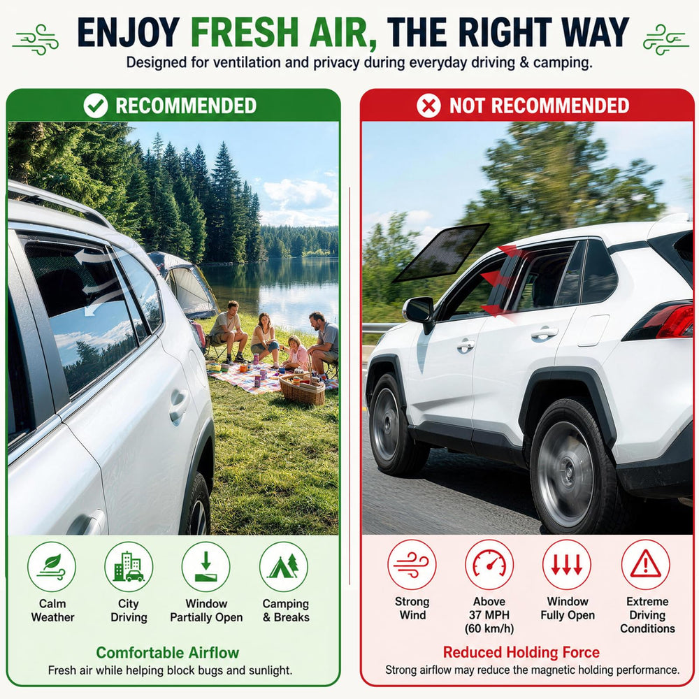 KOCZIL shade installed interior rear seat view offering cooler cabin comfort