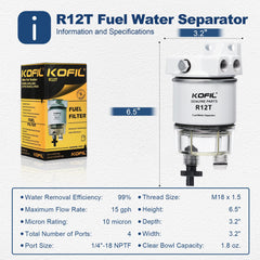 KOFIL R12T included fittings and sealant tape ready for easy installation
