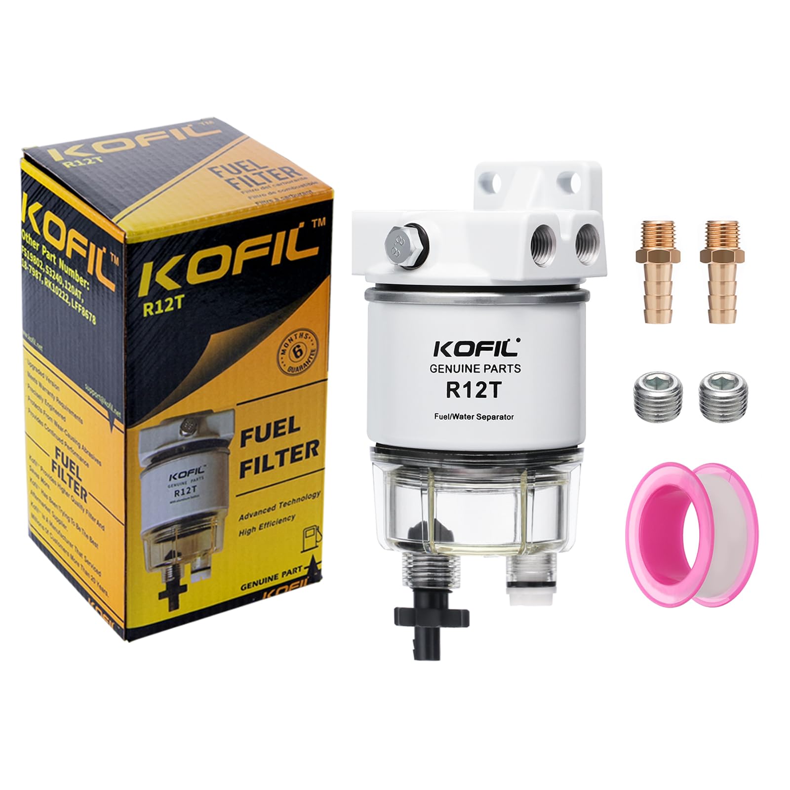 KOFIL R12T front assembly showing inlet and outlet for reliable filtration