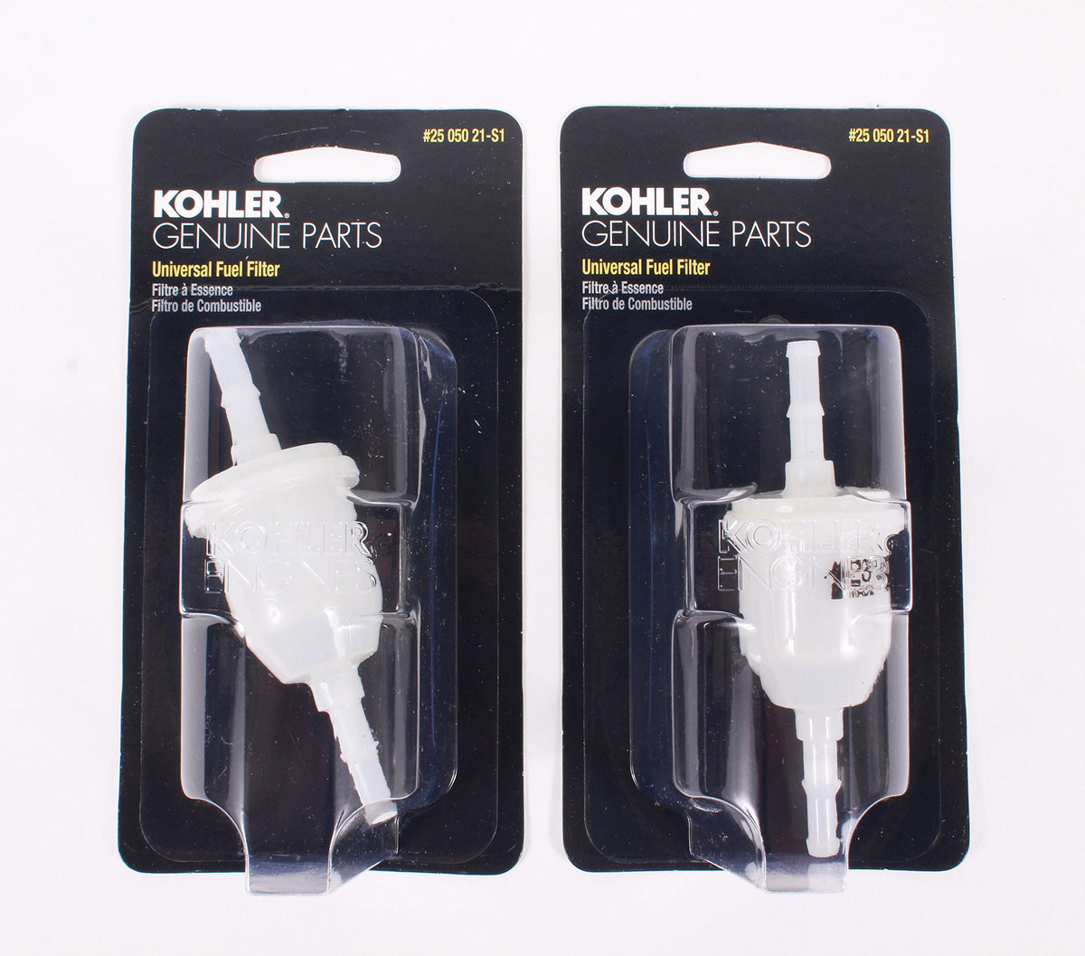 Kohler front view of genuine 25-050-21-S1 two-pack showing clear OEM labeling and fit