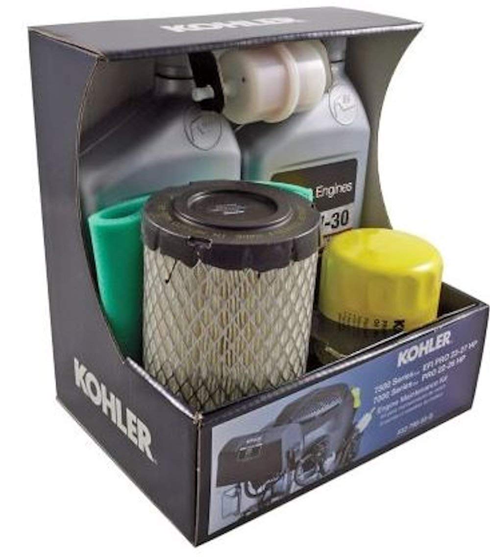 Kohler maintenance kit front packaging showing components for reliable engine upkeep