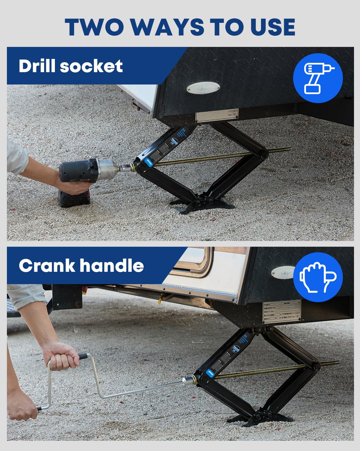 Kohree wide bow-tie base on jack showing ground contact and reduced sinking benefit