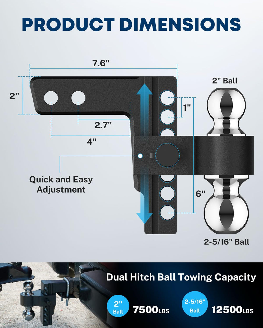 Kohree closeup of dual tow balls demonstrating versatile coupling options