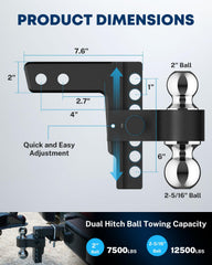 Kohree closeup of dual tow balls demonstrating versatile coupling options