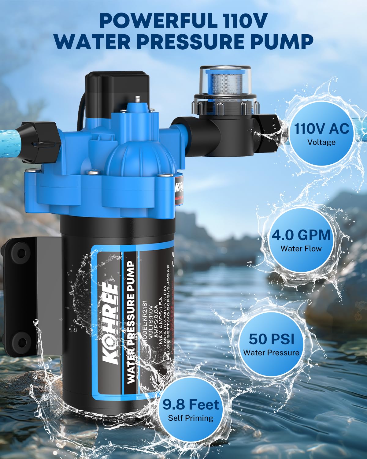 Kohree pressure switch close-up for automatic on-demand operation benefit