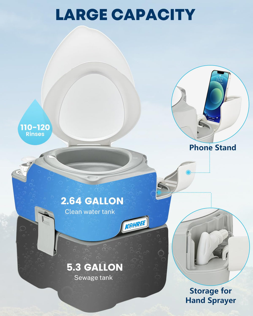 Kohree flush nozzle and bellows pump delivering powerful rinses