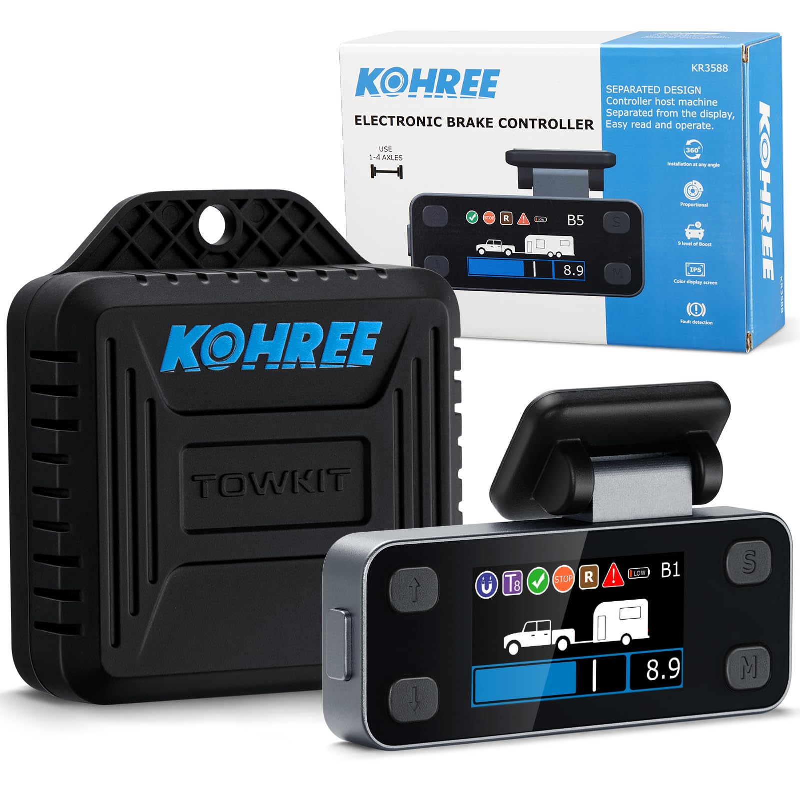 Kohree front display mounted on dash showing clear controls and safer braking