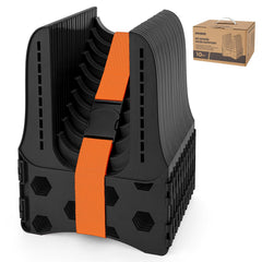 Kohree front view of black 10ft sewer hose support showing ready-to-use benefit