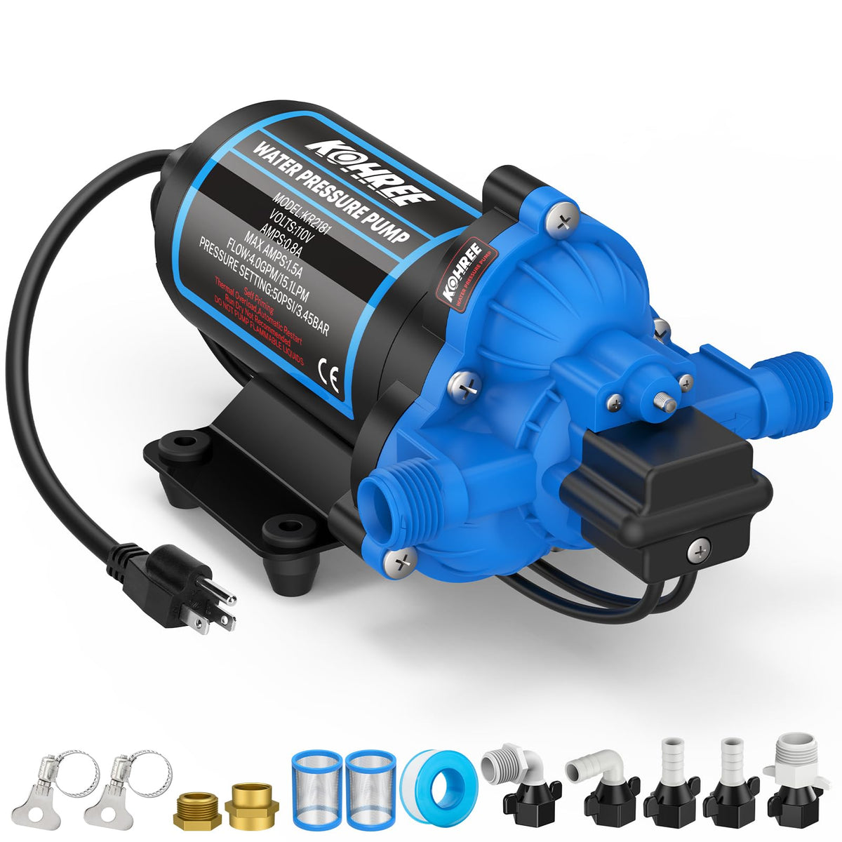 Kohree pump front view showing compact design and ready-to-install benefit