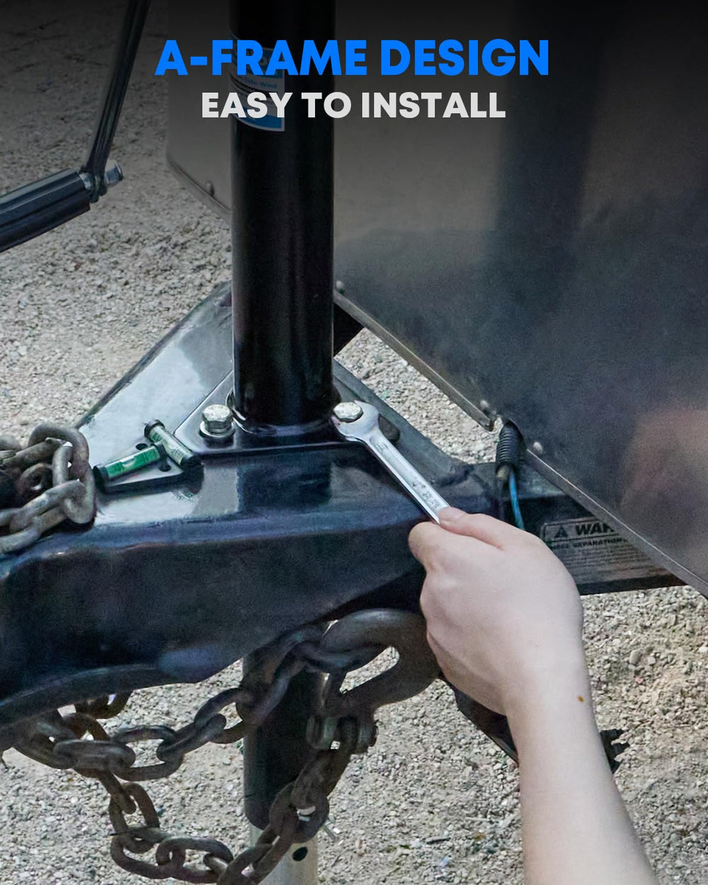 Kohree mounted on an a-frame trailer illustrating secure bolt-on installation benefit