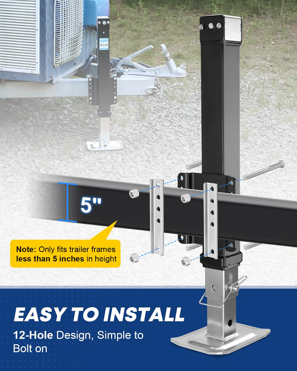 Kohree installed on a boat trailer demonstrating quick, reliable lifting