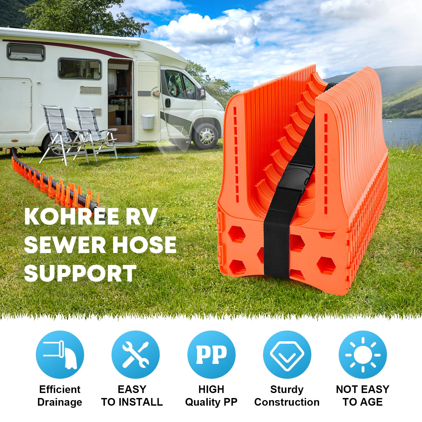 Kohree next to a sewer hose showing fit for up to 20-foot length