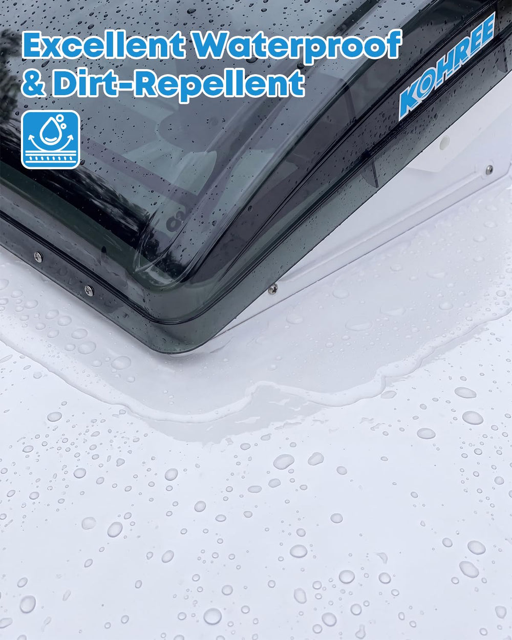 Kohree sealant applied to an RV roof seam providing waterproof protection