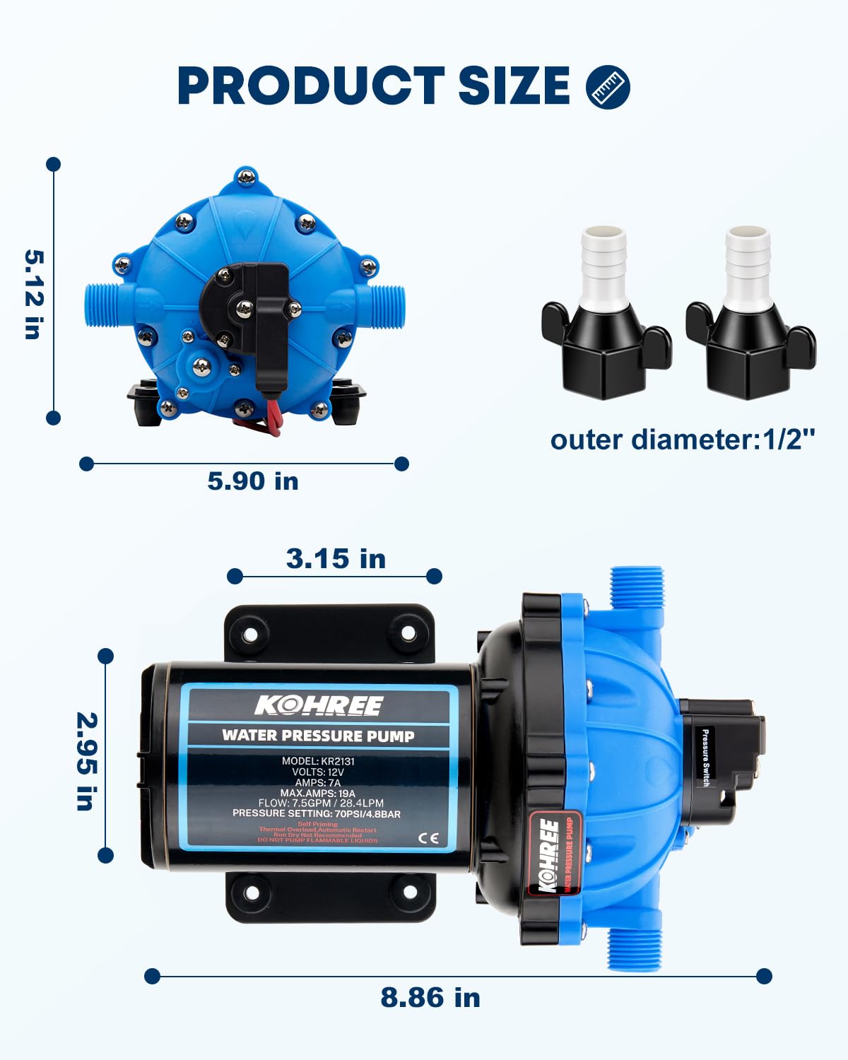 Kohree sealing tape and accessories included to reduce leaks during installation
