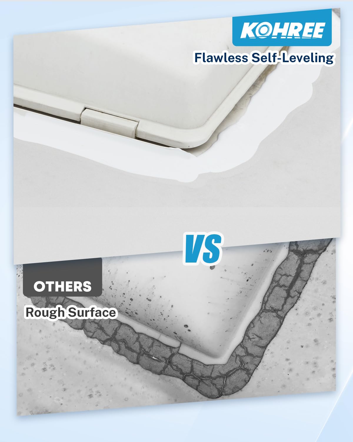 Kohree self-leveling bead texture demonstrating smooth, even finish