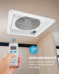 Kohree UV-proof lid closed on roof vent showing weather protection and sunlight benefit