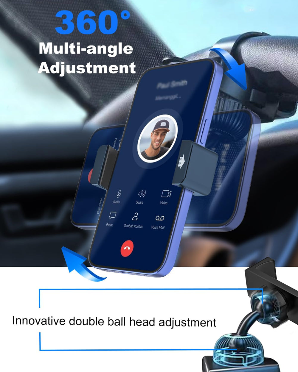 Kolasels side profile on steering wheel showing snug, non-slip clamp