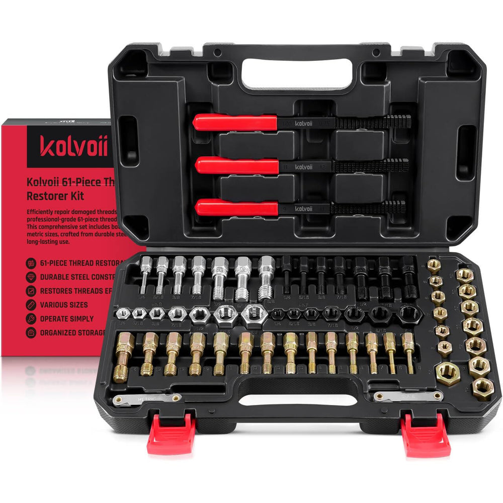 Kolvoii front open case showing organized taps dies files for fast repairs