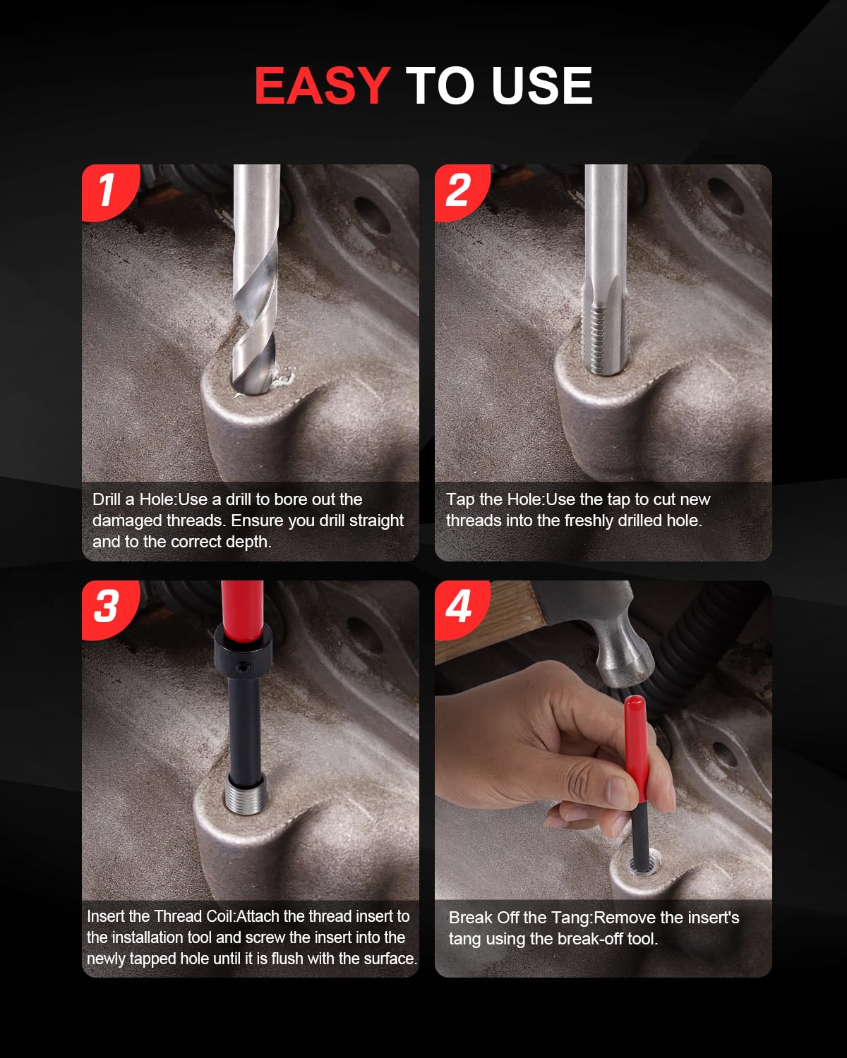 Kolvoii installation tool in use on a bolt hole showing accurate insert placement