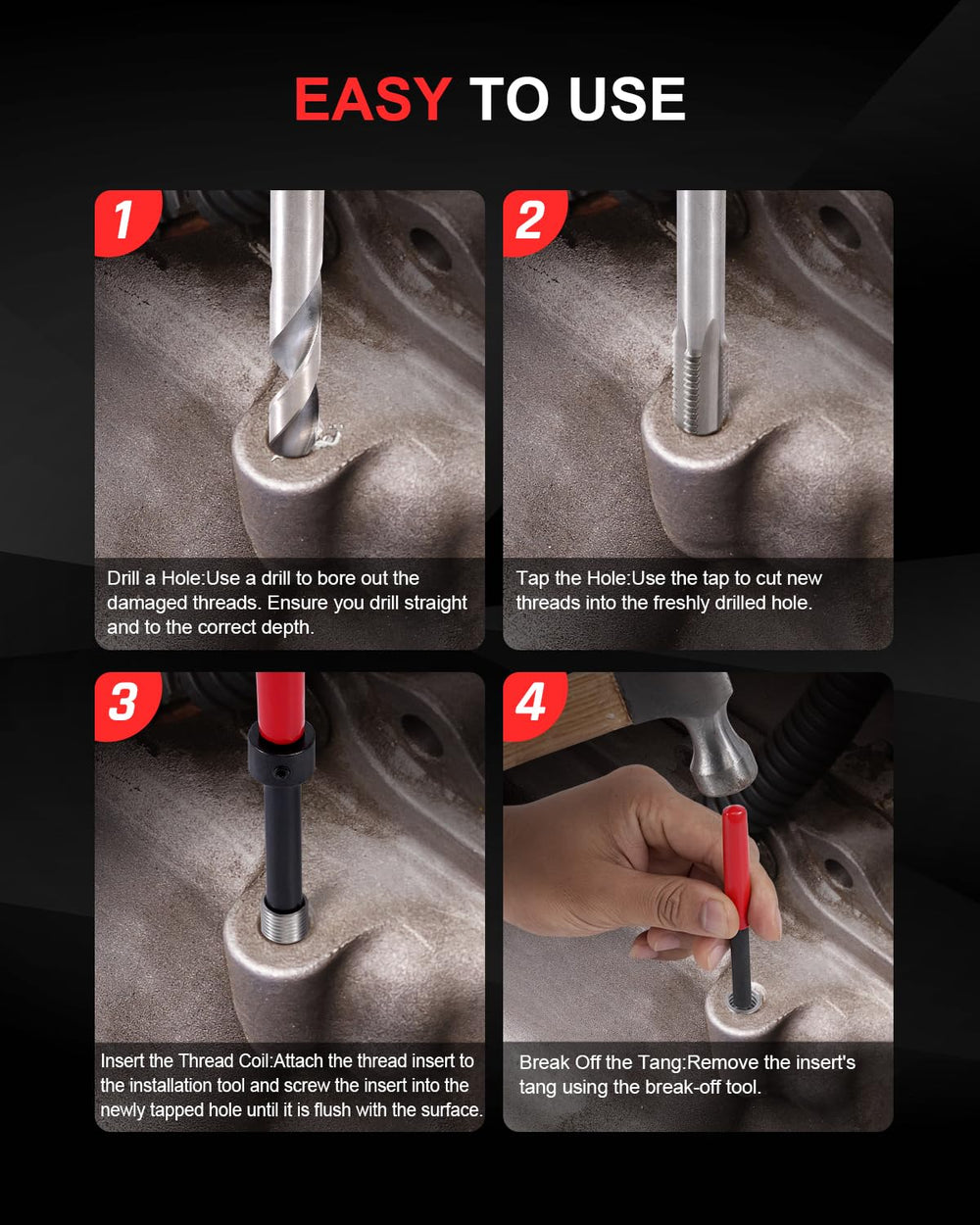 Kolvoii installation tool in use on a bolt hole showing accurate insert placement