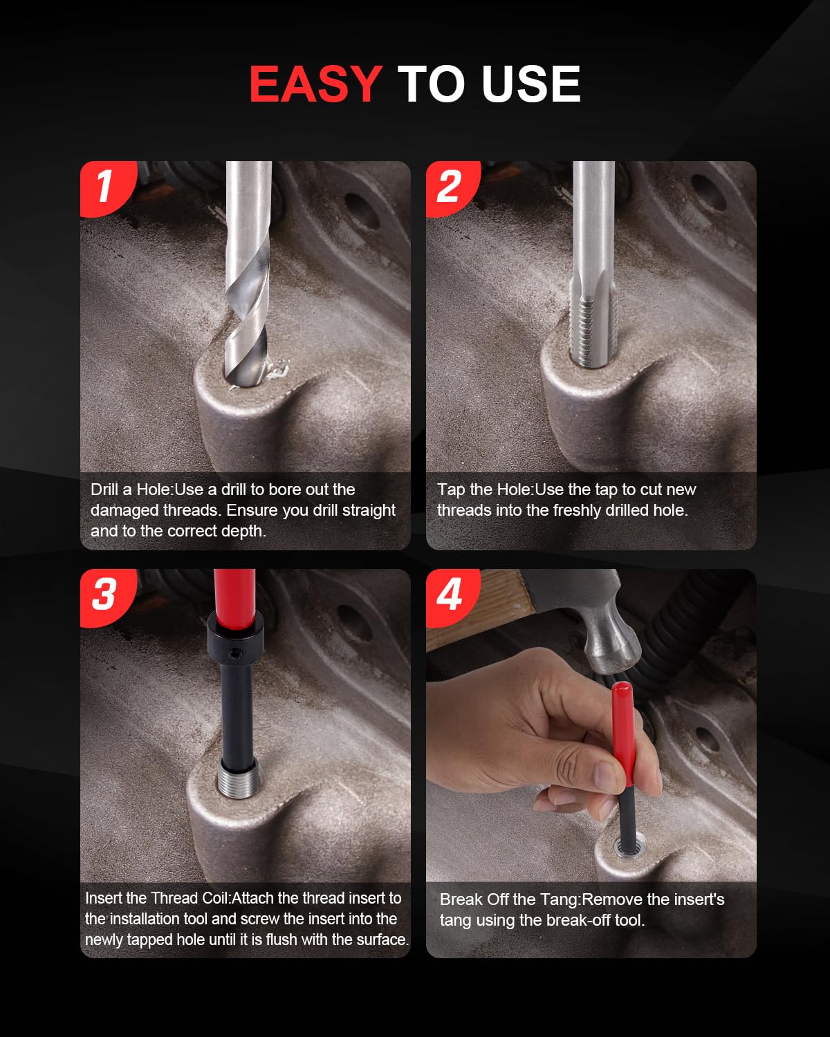 Kolvoii size labels and layout for easy part identification