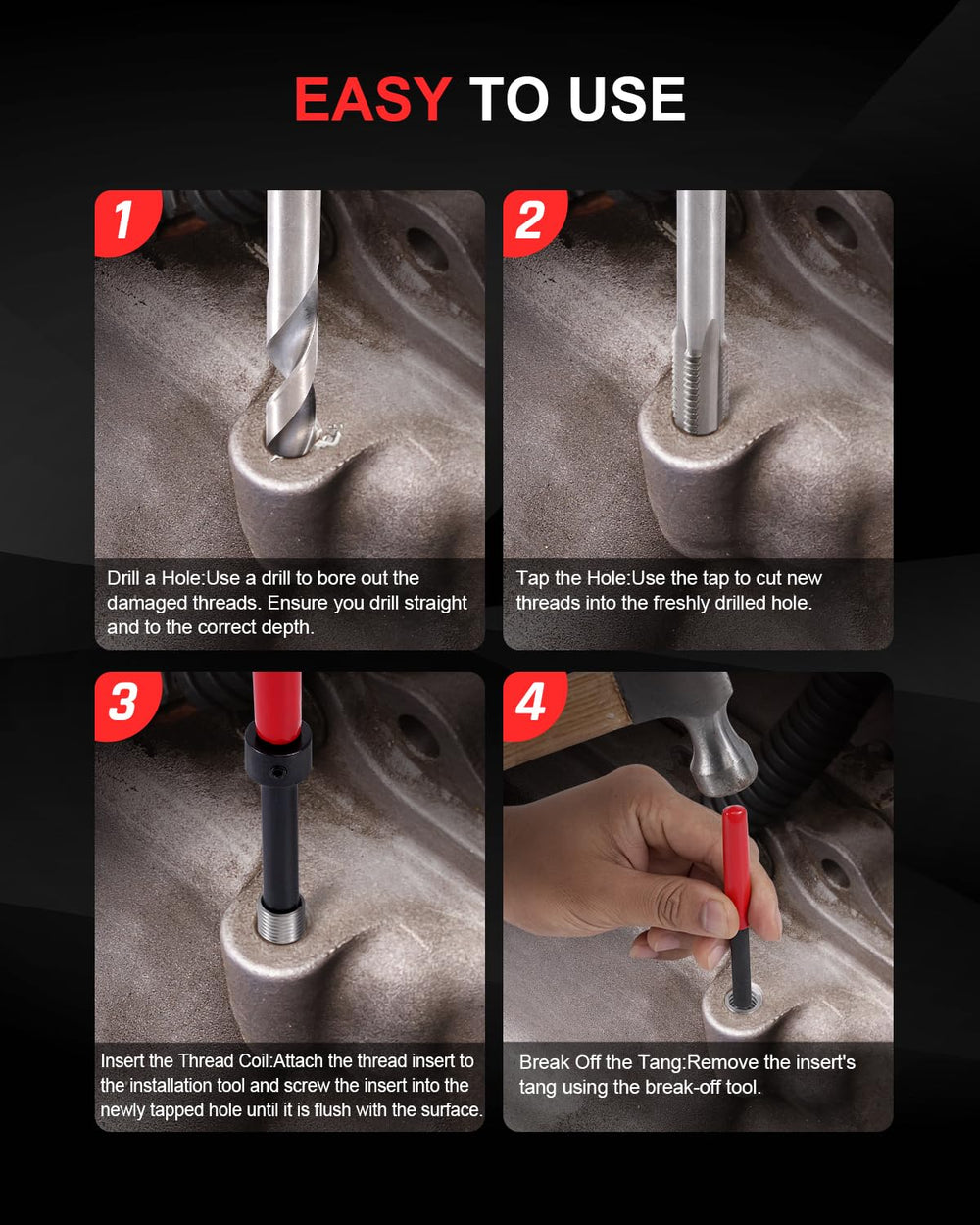 Kolvoii size labels and layout for easy part identification