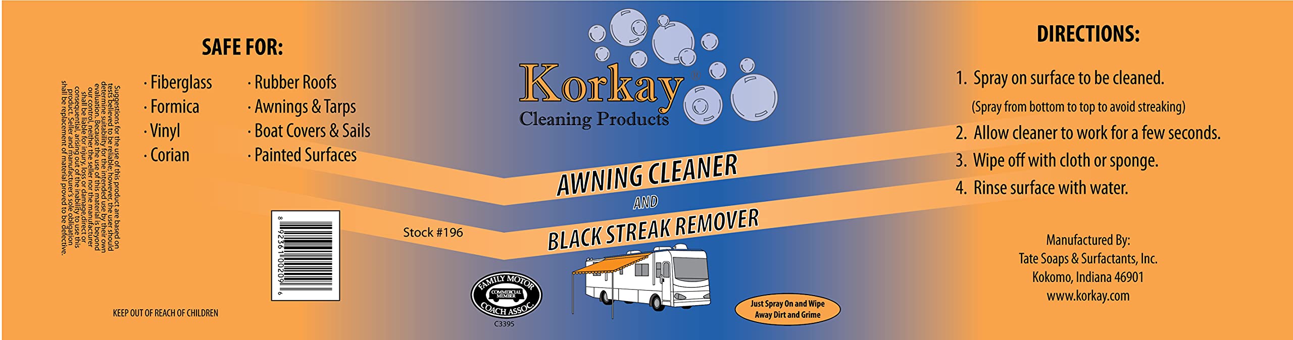 Korkay being applied to RV awning for fast streak removal