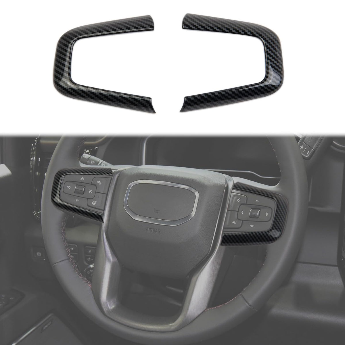 Korlot steering wheel front view showing sleek carbon-look and upgraded style
