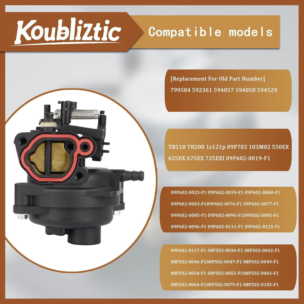 Koubliztic carburetor next to a ruler for scale aiding selection and fit verification