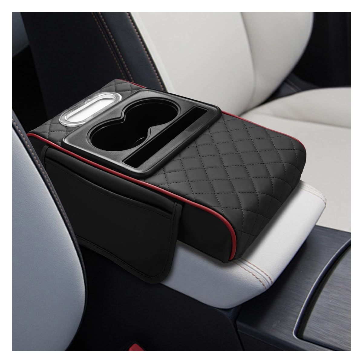KPFILEH front view of leather armrest cover showing neat storage and comfort