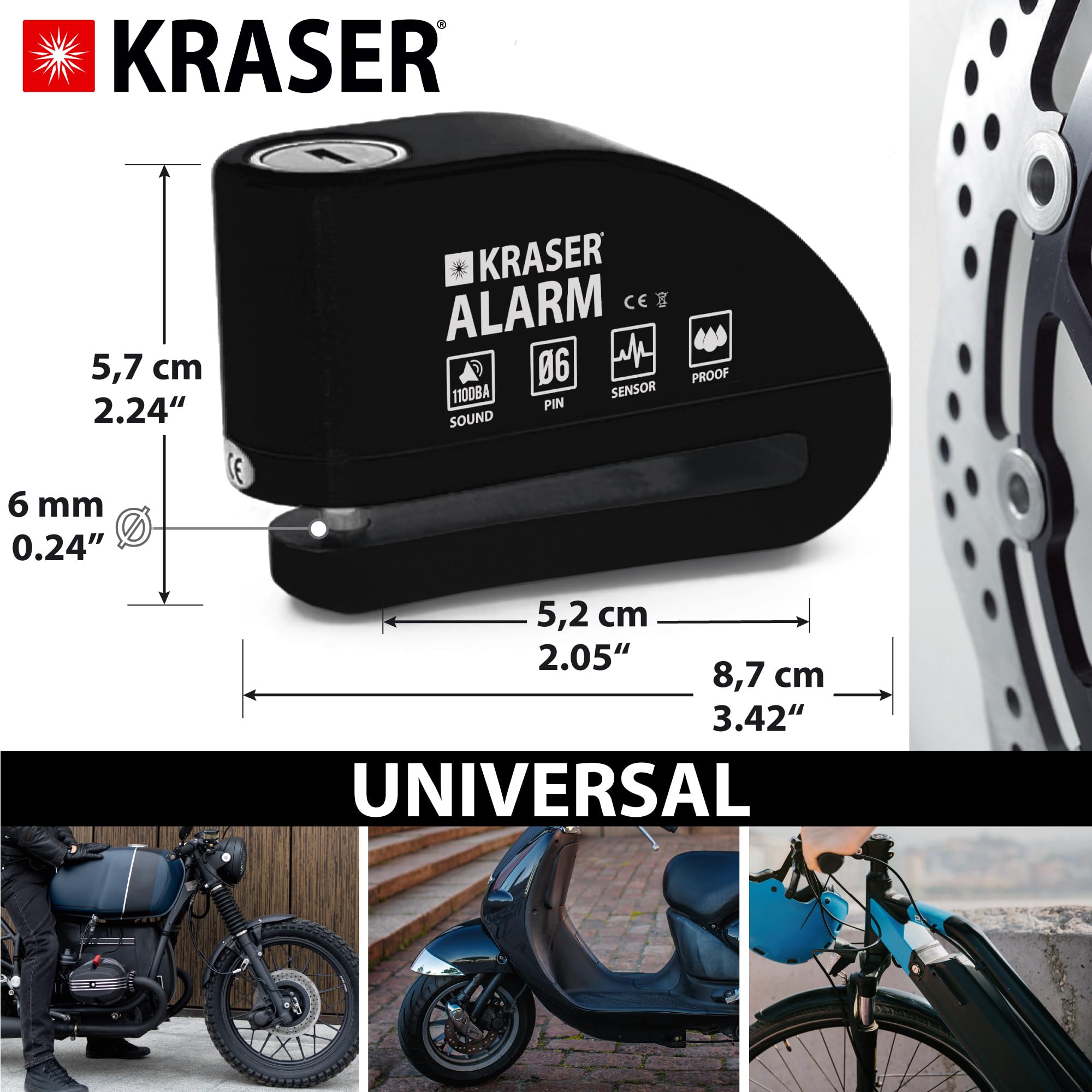 KRASER reminder cable and storage pouch demonstrating theft-prevention habit