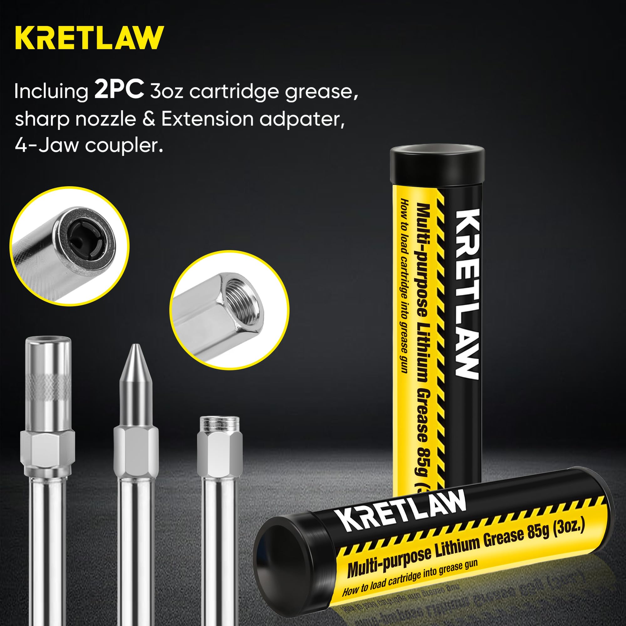 KRETLAW reinforced 4-jaw coupler closeup ensuring secure attachment