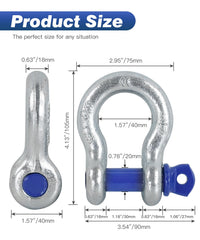 Krytonel angled view of a 5/8 inch D-ring shackle highlighting durable construction