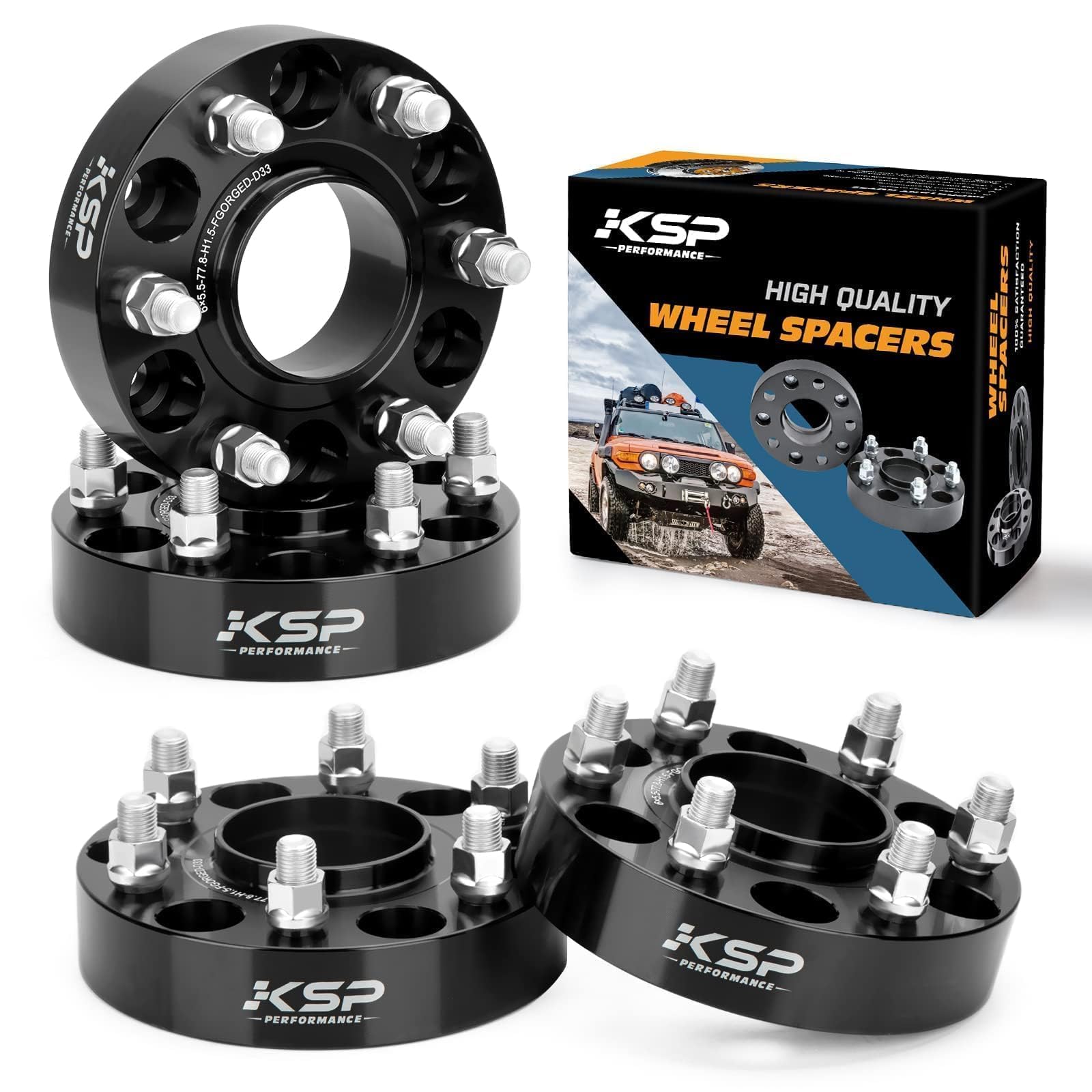 KSP PERFORMANCE front view of spacers showing bolt pattern and fitment benefit