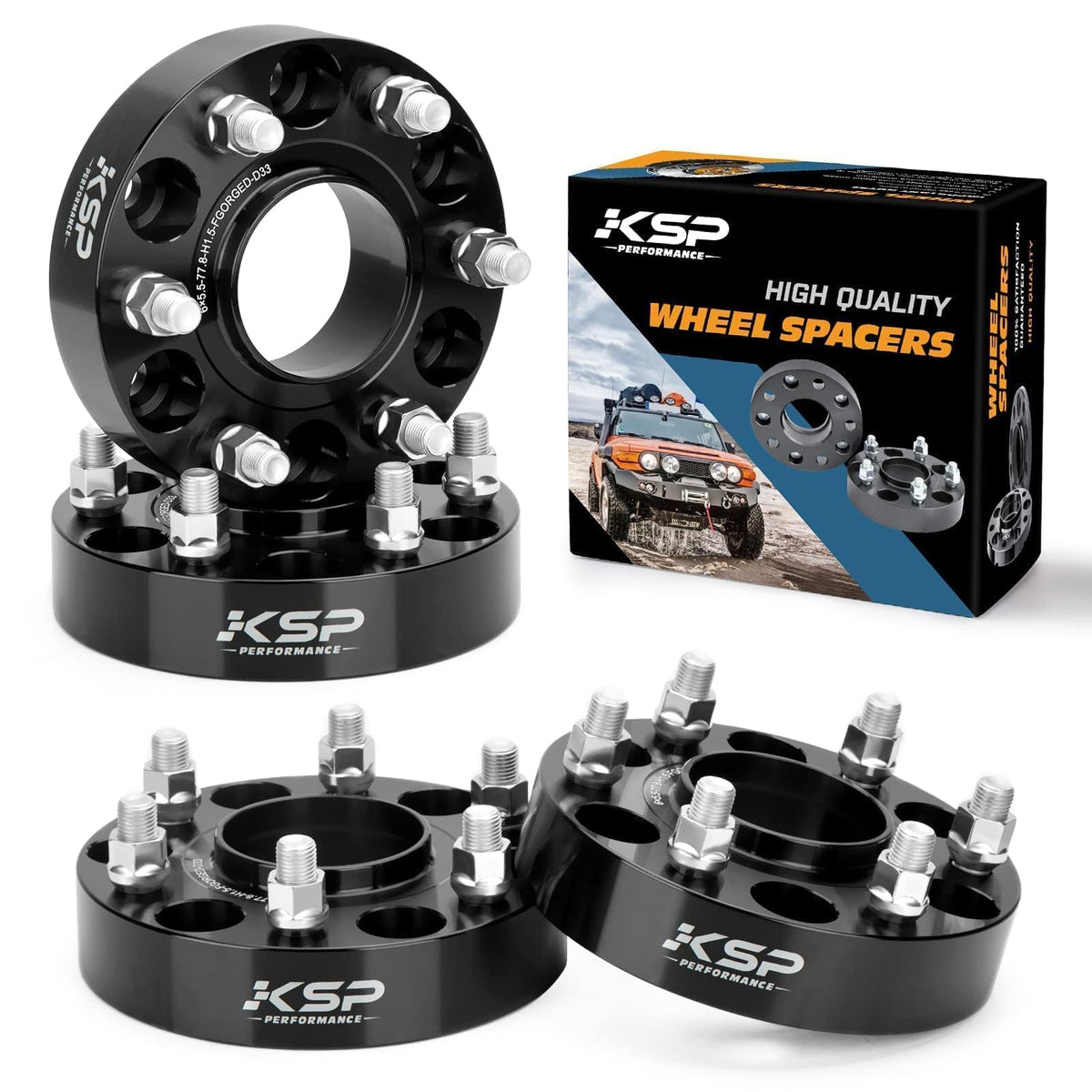 KSP PERFORMANCE front view of spacers showing bolt pattern and fitment benefit
