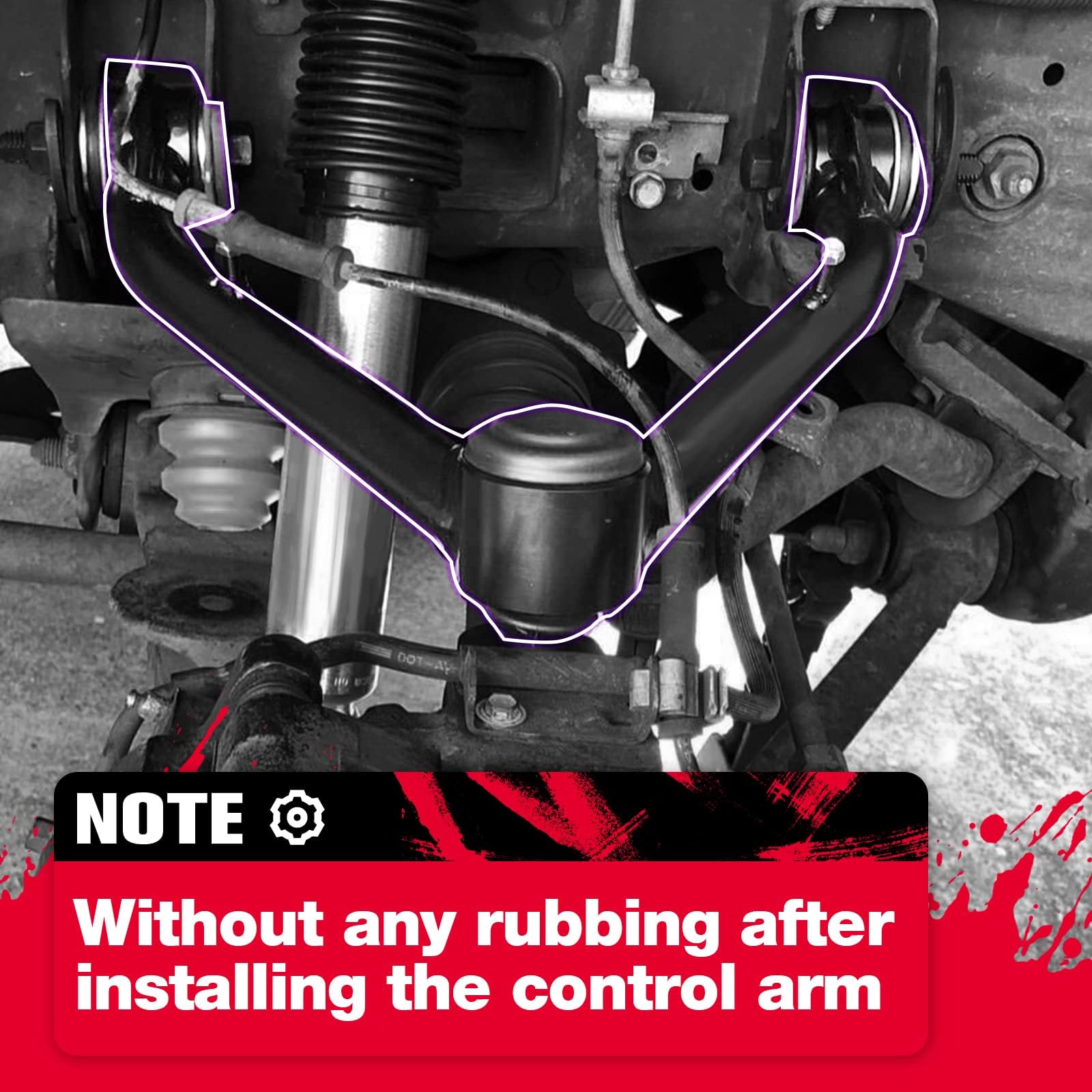 KSP PERFORMANCE pair of control arms laid out on a workbench showing included hardware clarity