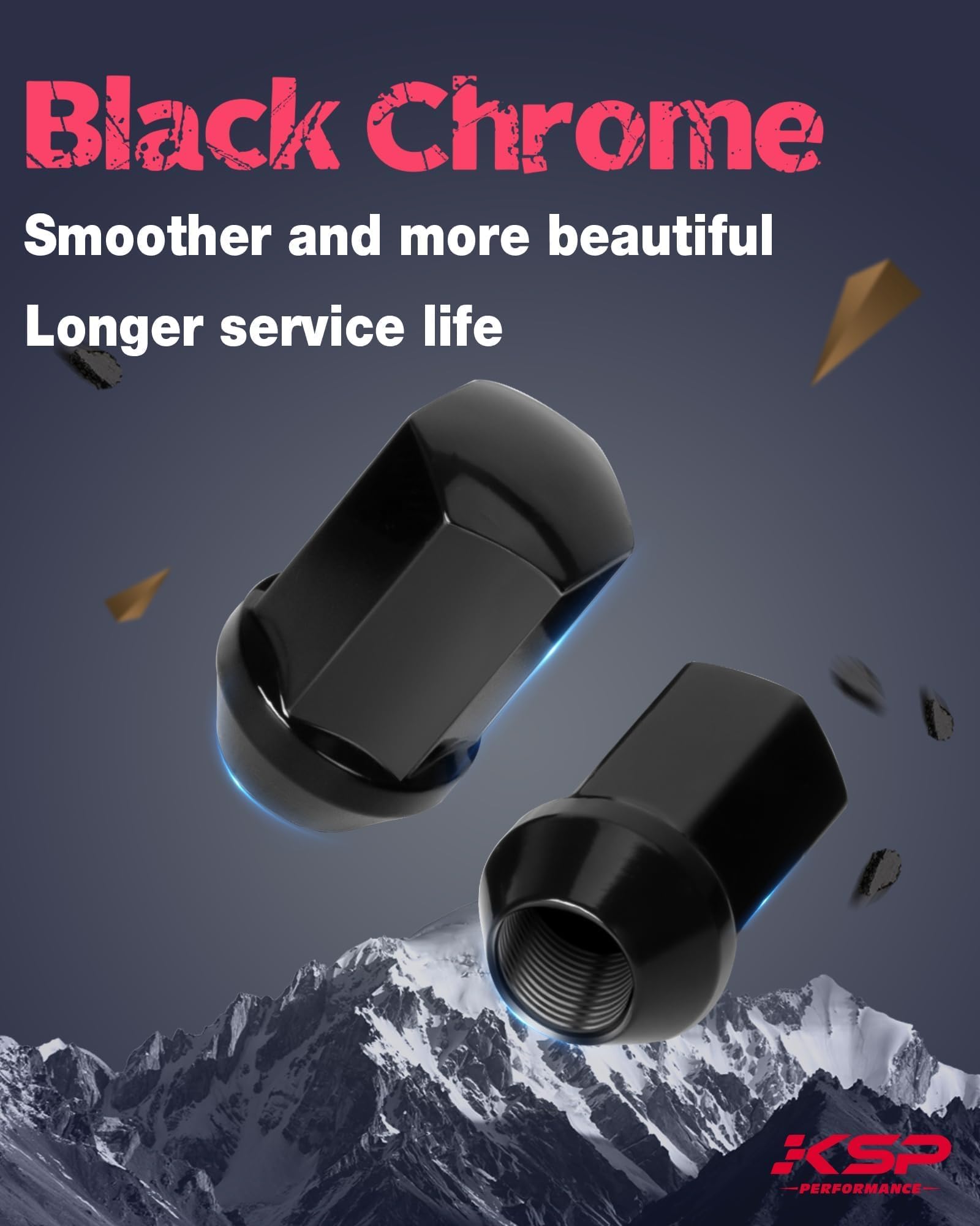 KSP PERFORMANCE closed-end acorn profile protecting studs from dirt and moisture