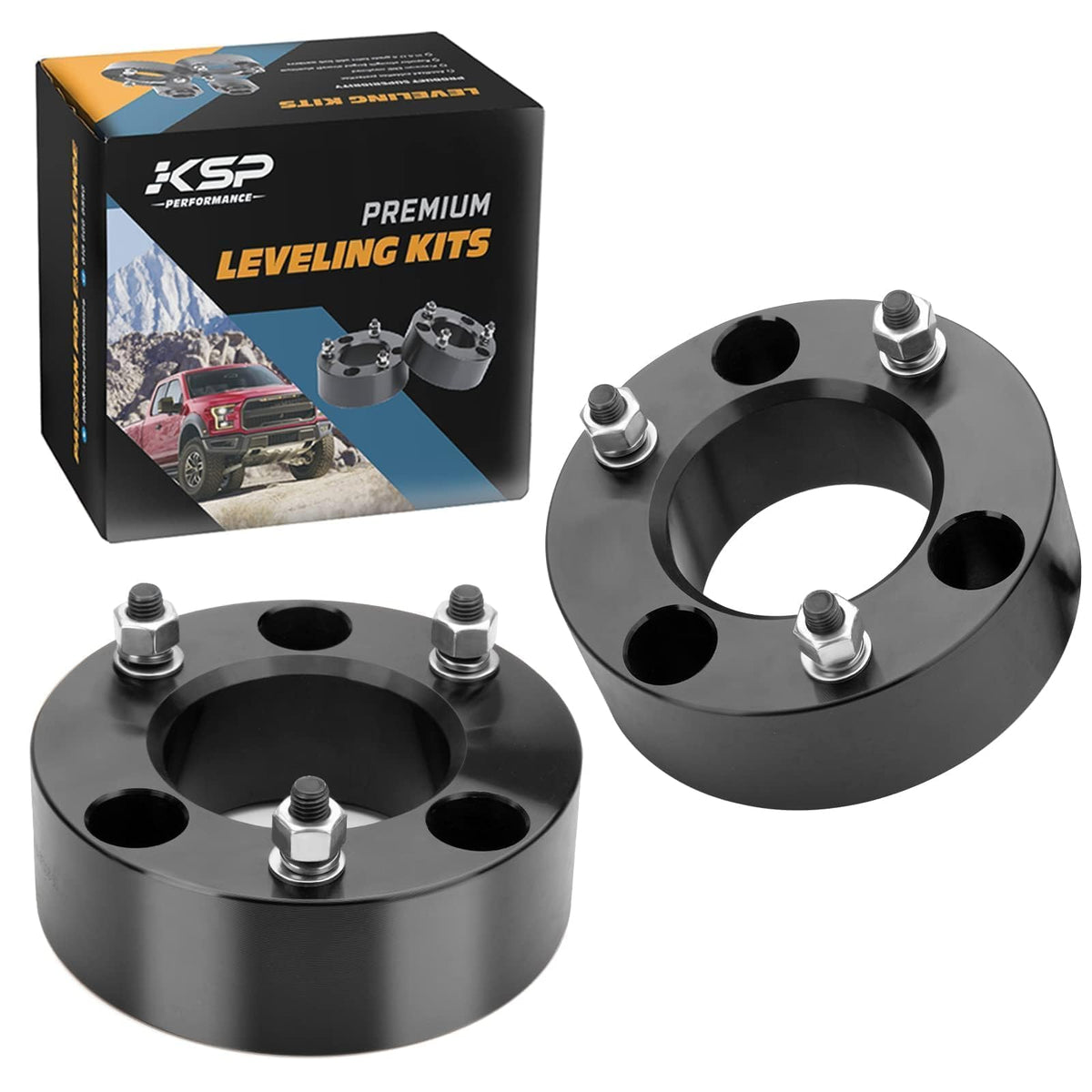 KSP PERFORMANCE packaged front spacers showing contents and fasteners for easy install