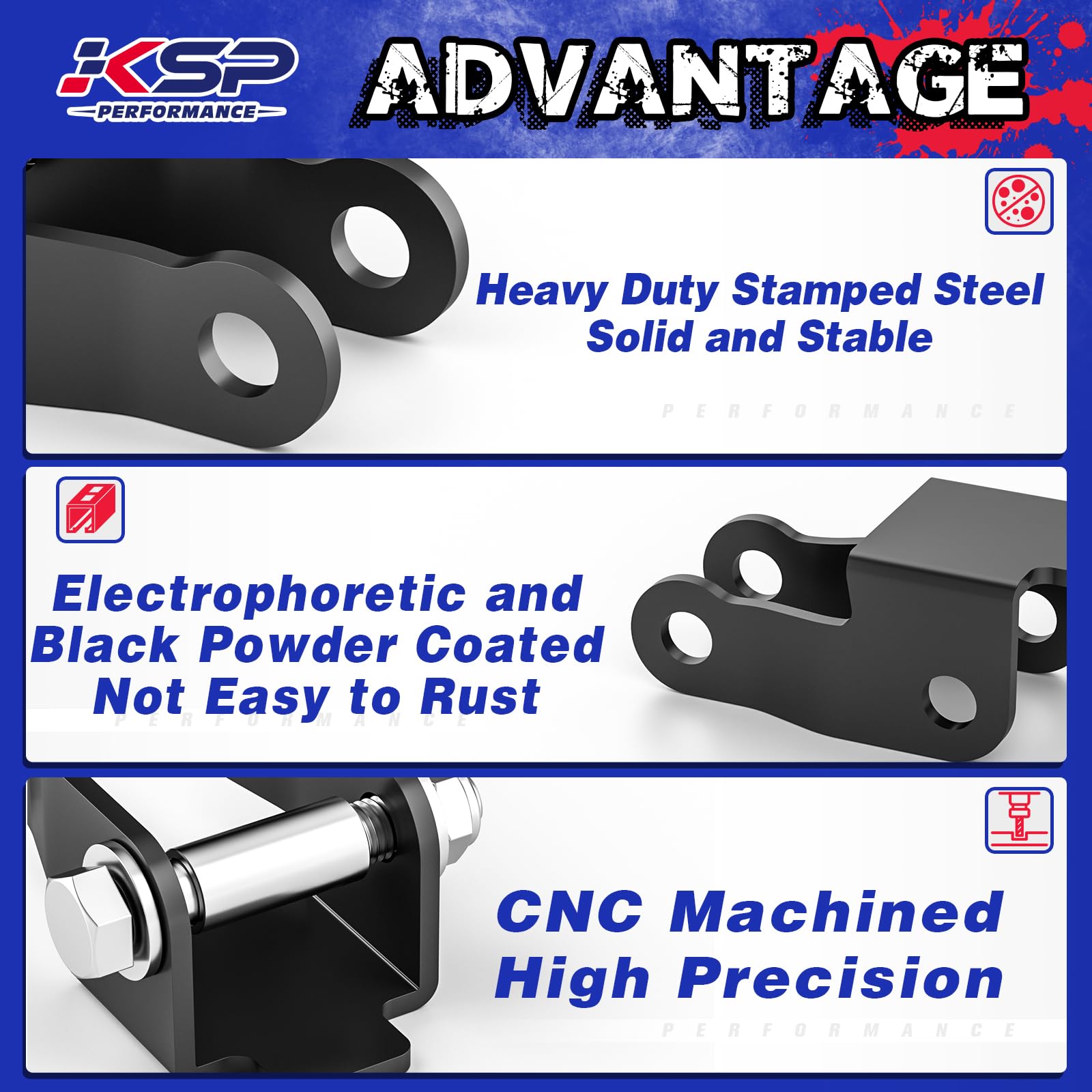 KSP PERFORMANCE installed on rear of Silverado shows improved shock geometry benefit
