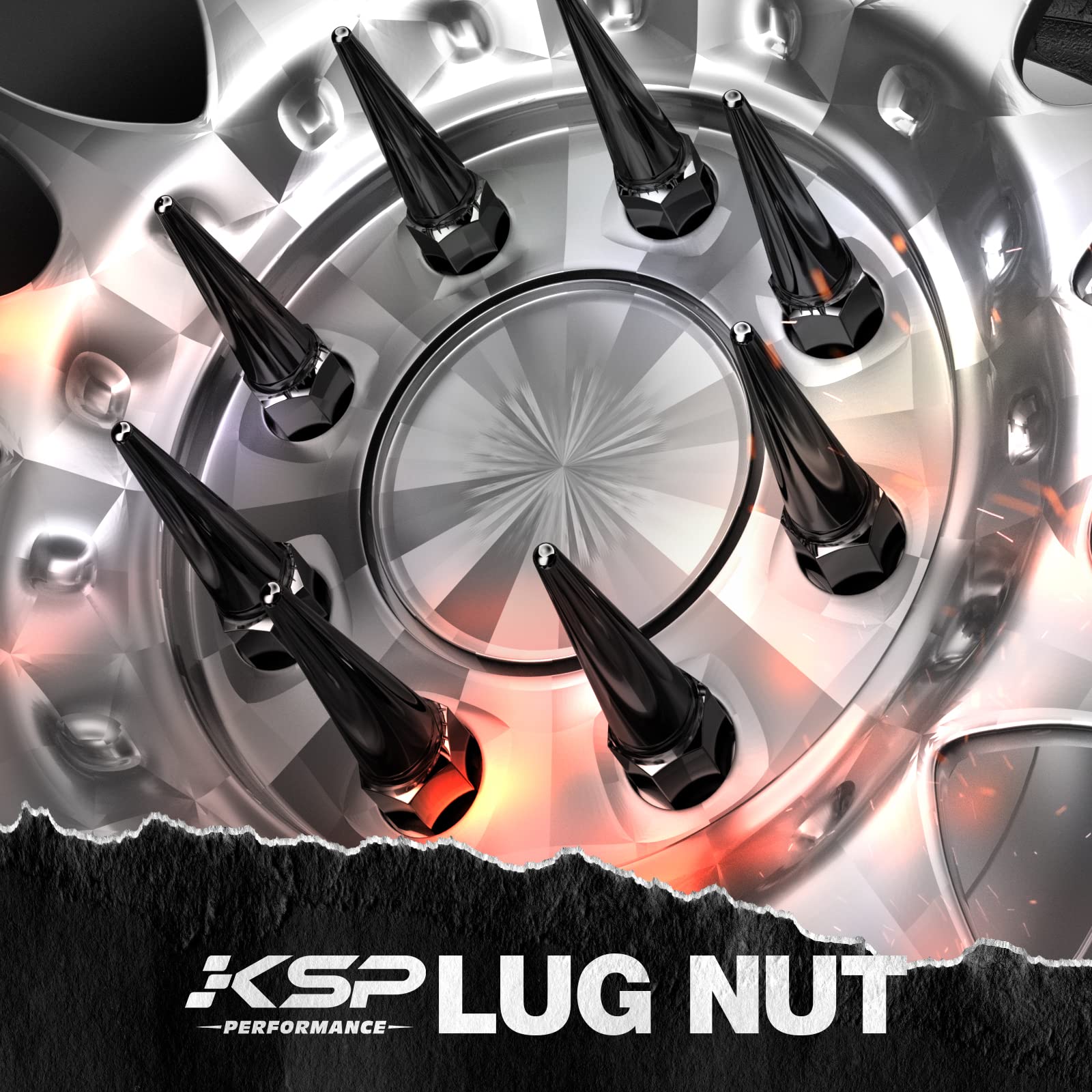 KSP PERFORMANCE lifestyle shot on a pickup wheel well showing rugged appearance and aftermarket compatibility benefit