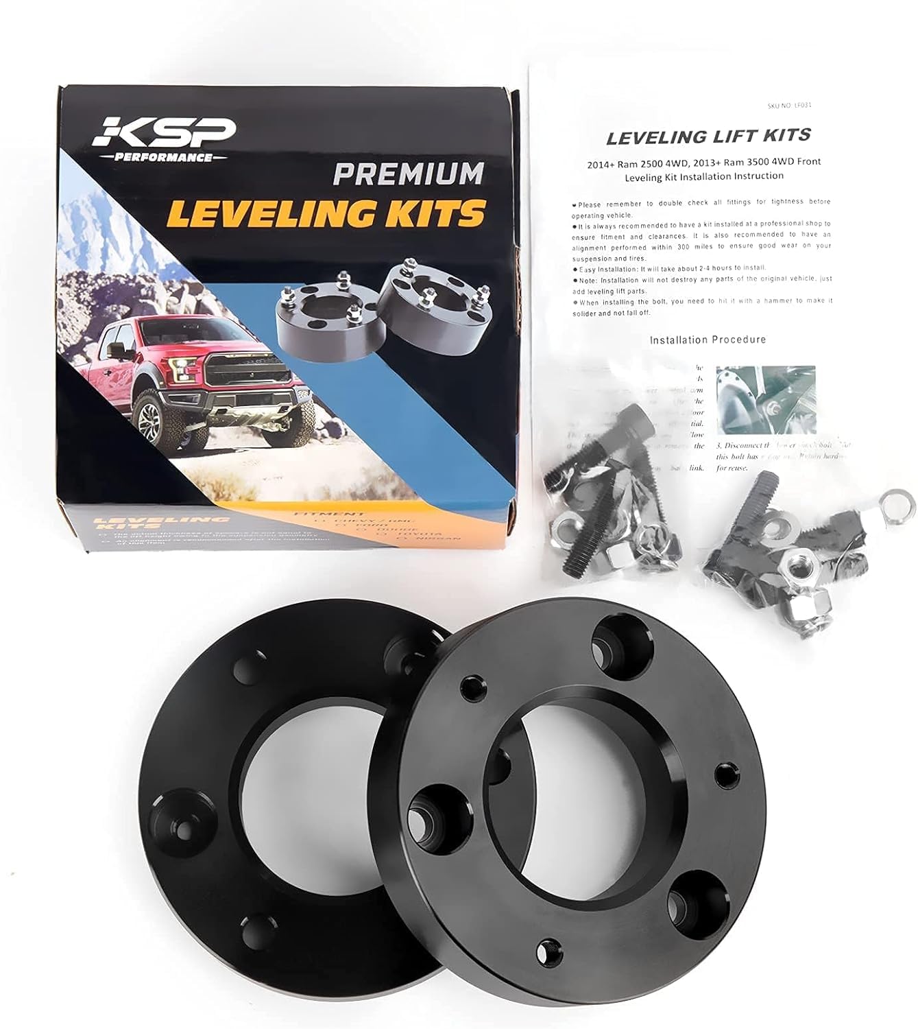 KSP PERFORMANCE spacers next to ruler, shows compact lightweight dimensions