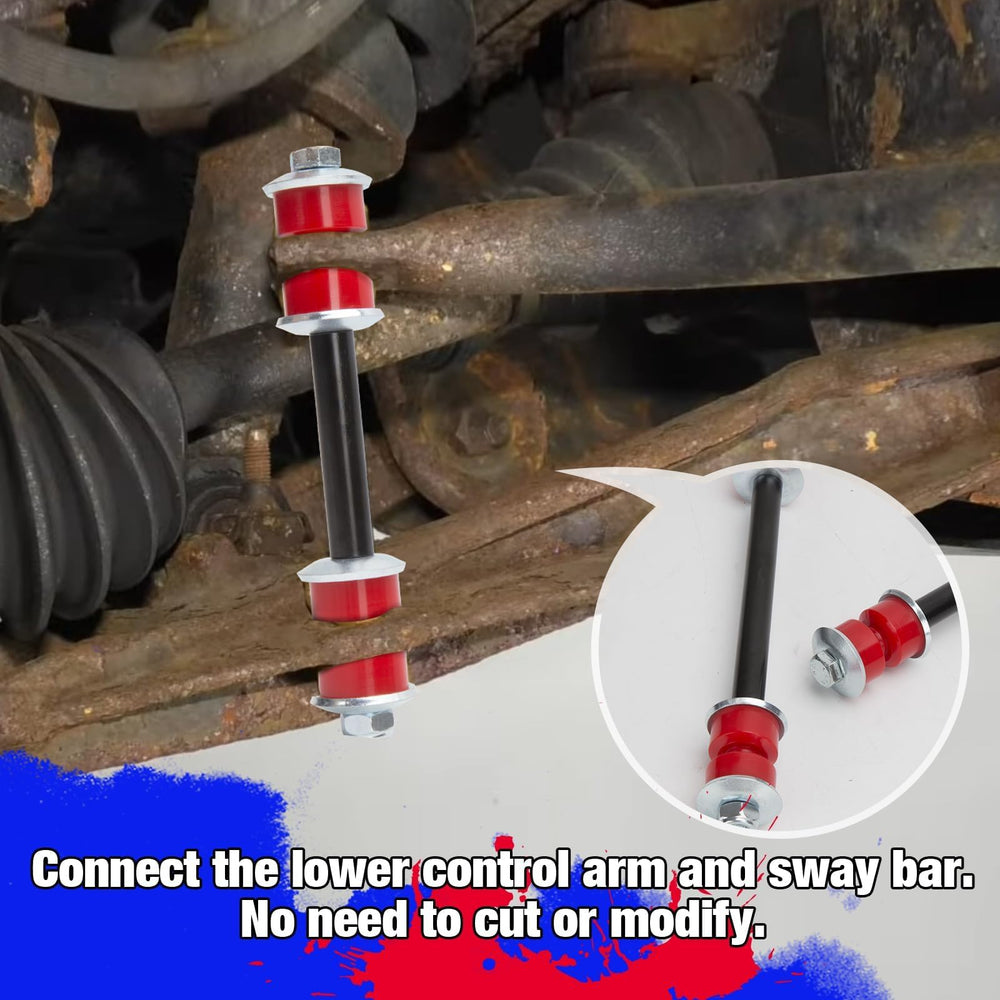 KSP PERFORMANCE end link beside ruler demonstrating size and fitment clarity