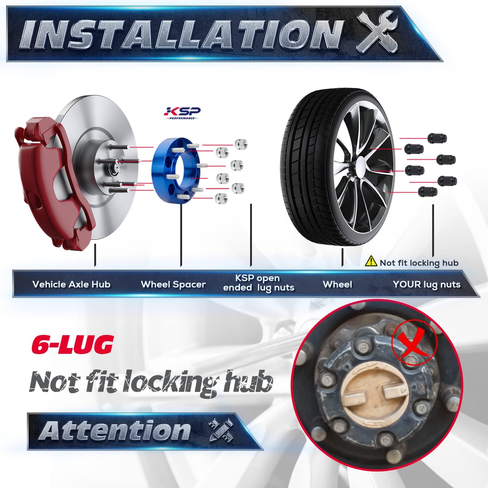 KSP PERFORMANCE detailed hub bore view demonstrating 106mm fit for secure centering